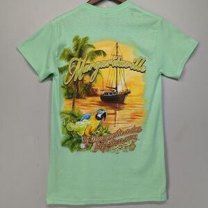 Margaritaville Orlando Shirt Adult Small Mint Green NWT Graphic Sailboat Parrot